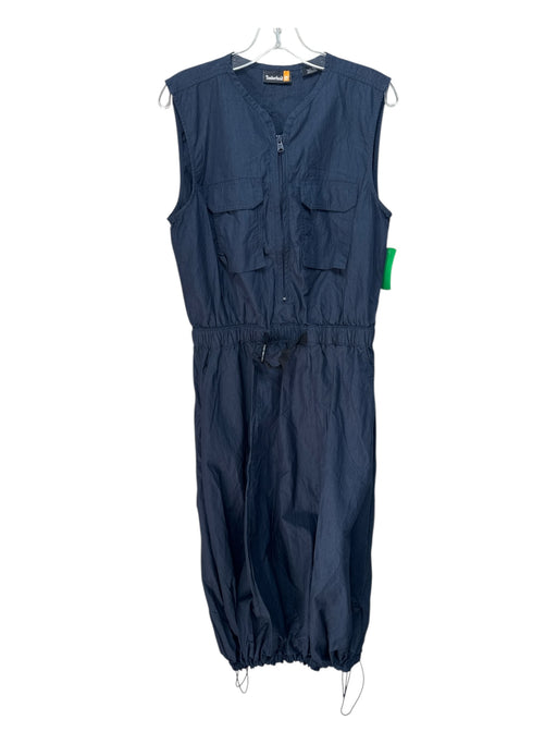 Timberland Size M Navy Blue Cotton & Nylon Sleeveless Zip Up Midi Dress Navy Blue / M
