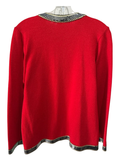 Toula Size 10 Red, Black, Gold Wool Blend Zip Up Paillettes Cardigan Red, Black, Gold / 10