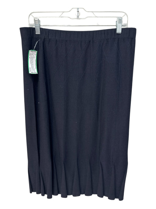 St. John Collection Size 10 Navy Blue Wool & Rayon Elastic Waistband Midi Skirt Navy Blue / 10