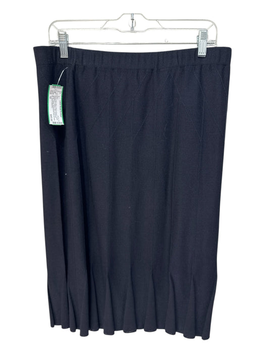 St. John Collection Size 10 Navy Blue Wool & Rayon Elastic Waistband Midi Skirt Navy Blue / 10