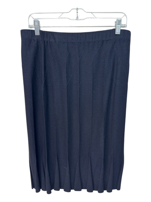 St. John Collection Size 10 Navy Blue Wool & Rayon Elastic Waistband Midi Skirt Navy Blue / 10