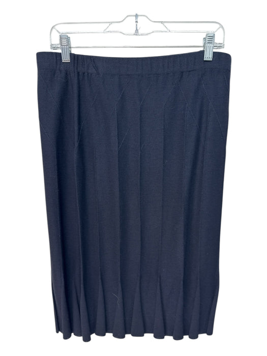 St. John Collection Size 10 Navy Blue Wool & Rayon Elastic Waistband Midi Skirt Navy Blue / 10