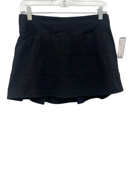 Lululemon Size 6 Black Nylon Elastic Waist Tiered Stitch Detail Mini Skirt Black / 6
