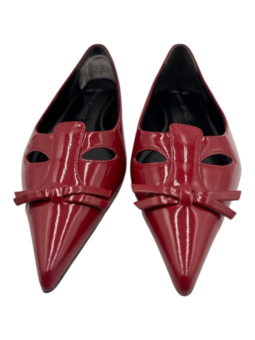 Marc Jacobs Shoe Size 37 Red Patent Leather Pointed Toe Cutout vamp Flats Red / 37