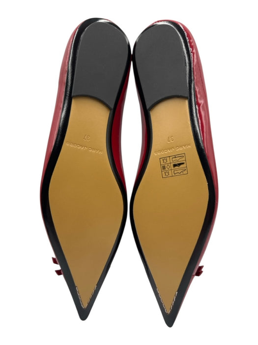 Marc Jacobs Shoe Size 37 Red Patent Leather Pointed Toe Cutout vamp Flats Red / 37