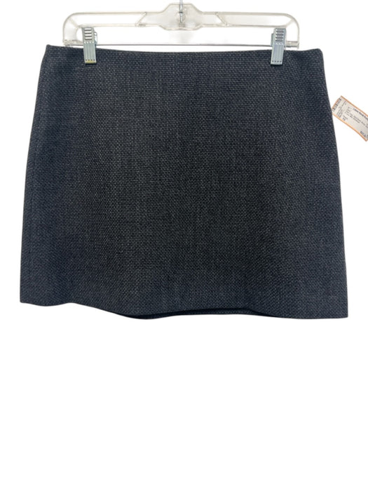 Theory Size 10 Dark Gray Wool Blend Woven Side Zip A Line Mini Skirt Dark Gray / 10