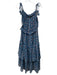 Misa Size M Blue & Multi Viscose Floral Sleeveless Ruffle Dress Blue & Multi / M