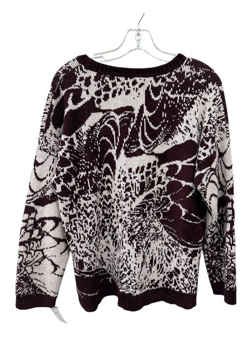 Billy Reid Size Medium Burgundy & White Wool Blend Long Sleeve Knit Sweater Burgundy & White / Medium