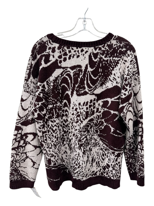 Billy Reid Size Medium Burgundy & White Wool Blend Long Sleeve Knit Sweater Burgundy & White / Medium