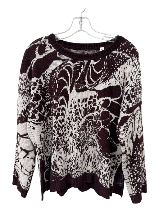 Billy Reid Size Medium Burgundy & White Wool Blend Long Sleeve Knit Sweater Burgundy & White / Medium