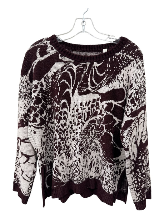 Billy Reid Size Medium Burgundy & White Wool Blend Long Sleeve Knit Sweater Burgundy & White / Medium