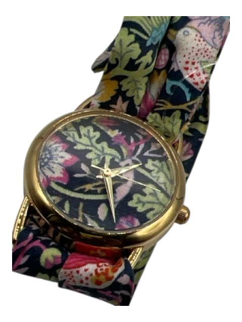 Liberty Gold & Multi Cotton Blend Tie Floral Watches Gold & Multi
