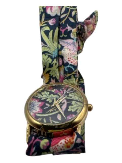Liberty Gold & Multi Cotton Blend Tie Floral Watches Gold & Multi