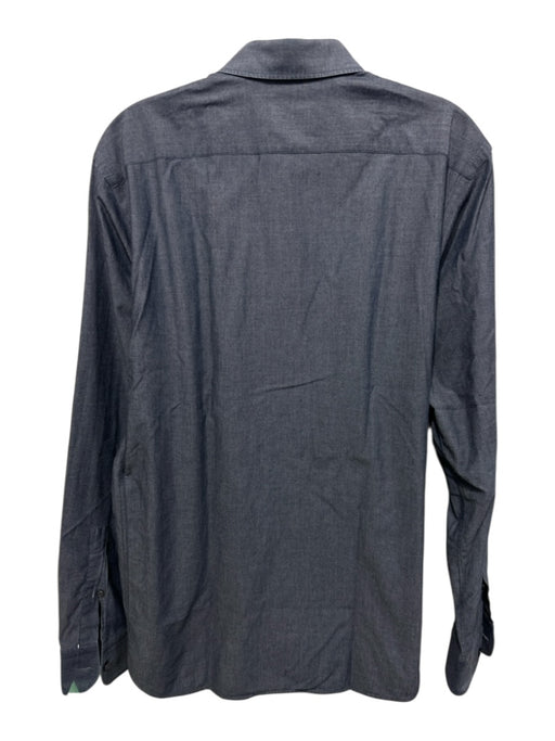 Ermenegildo Zegna Size M Blue Cotton Solid Button Down Men's Long Sleeve Shirt Blue / M