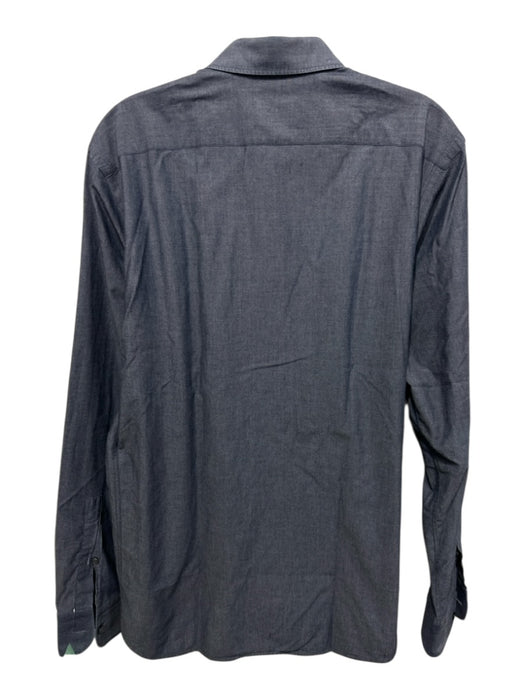 Ermenegildo Zegna Size M Blue Cotton Solid Button Down Men's Long Sleeve Shirt Blue / M