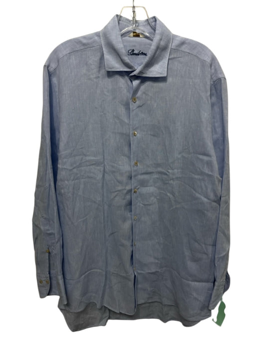 Stenstroms Size M Light blue Linen Solid Button Down Men's Long Sleeve Shirt Light blue / M