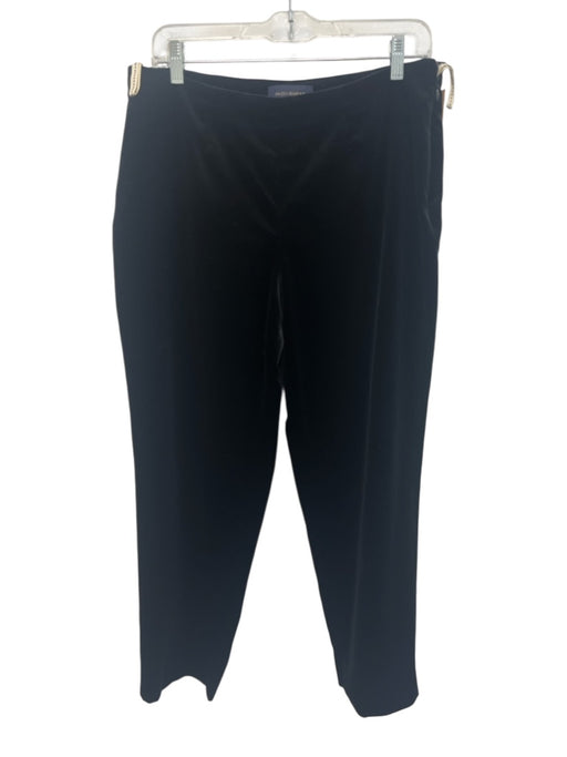 Piazza Sempione Size 48 Black Cotton Side Zip Velvet Straight Leg Pants Black / 48