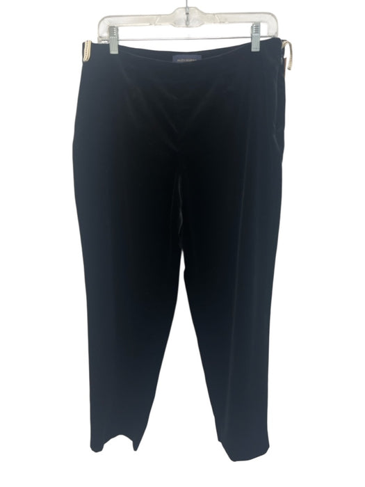 Piazza Sempione Size 48 Black Cotton Side Zip Velvet Straight Leg Pants Black / 48