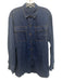 Lafayette 148 Size S Navy Blue Linen Long Sleeve Contrast Stitch Denim Look Top Navy Blue / S