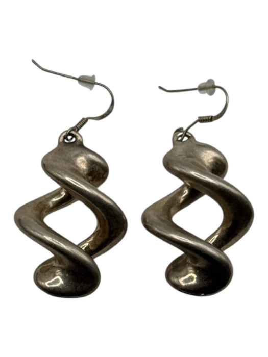 Silver 925 Silver Drop Spiral Chunky Earrings Silver