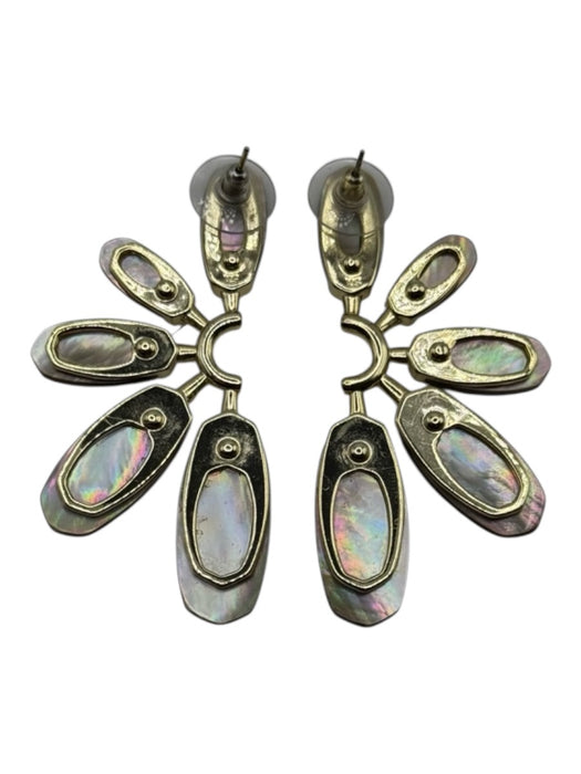 Kendra Scott Purple & Gold Metal Mother of Pearl Fan Post Back Earrings Purple & Gold