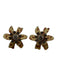 Lele Sadoughi Brown, Gold, Clear Acetate Crystal Flower Spotted Earrings Brown, Gold, Clear