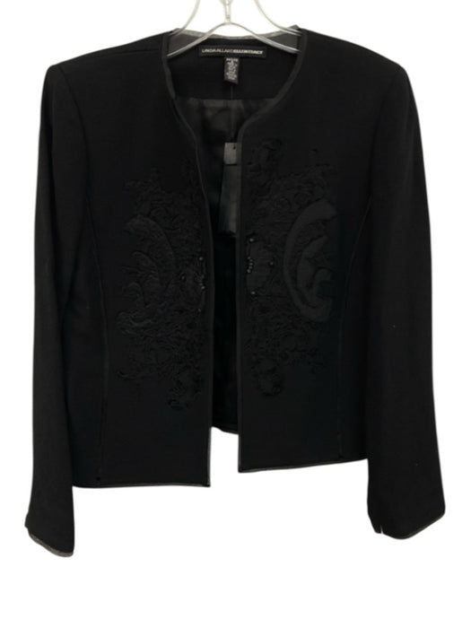 Linda Allard Ellen Tracy Size 6 Black Rayon beaded design Lace Jacket Black / 6