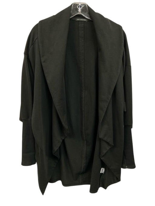 Herff Christiansen Size Small Soft Black Cotton Open Front Long Sleeve Jacket Soft Black / Small