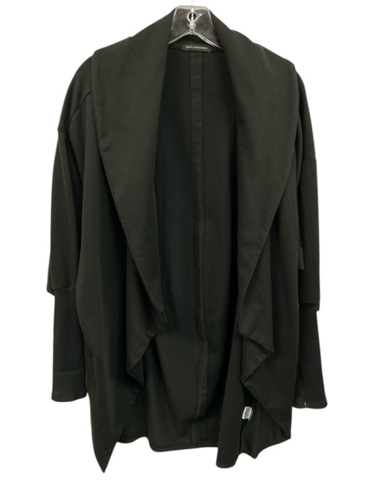 Herff Christiansen Size Small Soft Black Cotton Open Front Long Sleeve Jacket Soft Black / Small