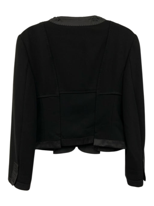 Moschino Size 12 Black Triacetate Zippers Bow Applique Long Sleeve Jacket Black / 12