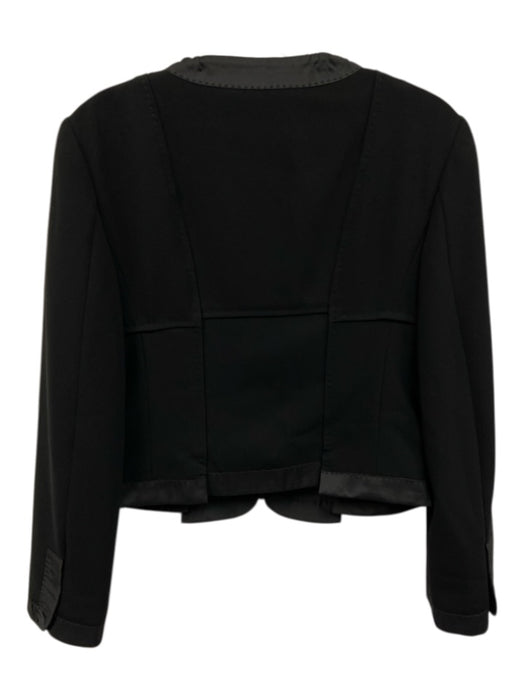 Moschino Size 12 Black Triacetate Zippers Bow Applique Long Sleeve Jacket Black / 12