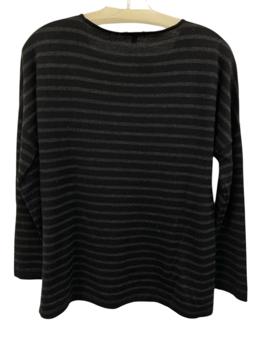 Eileen Fisher Size XS Black & Gray Print Merino Wool V Neck Long Sleeve Sweater Black & Gray Print / XS