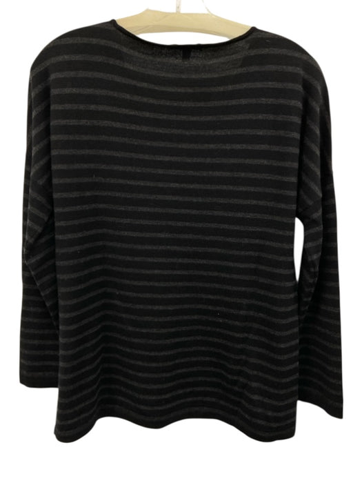 Eileen Fisher Size XS Black & Gray Print Merino Wool V Neck Long Sleeve Sweater Black & Gray Print / XS