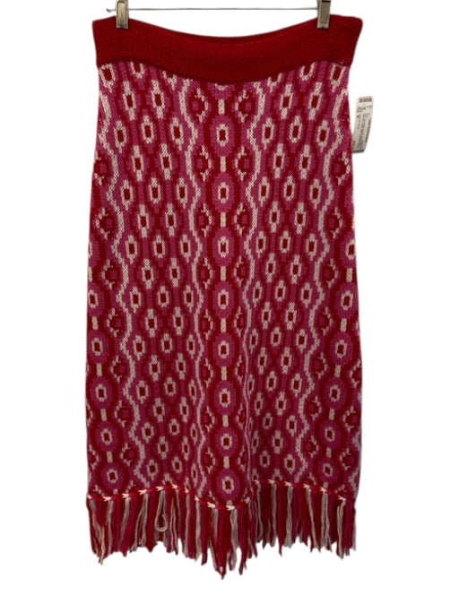 Hyacinth House Size M Pink, Red, White Acrylic Elastic Waist Abstract Maxi Skirt Pink, Red, White / M