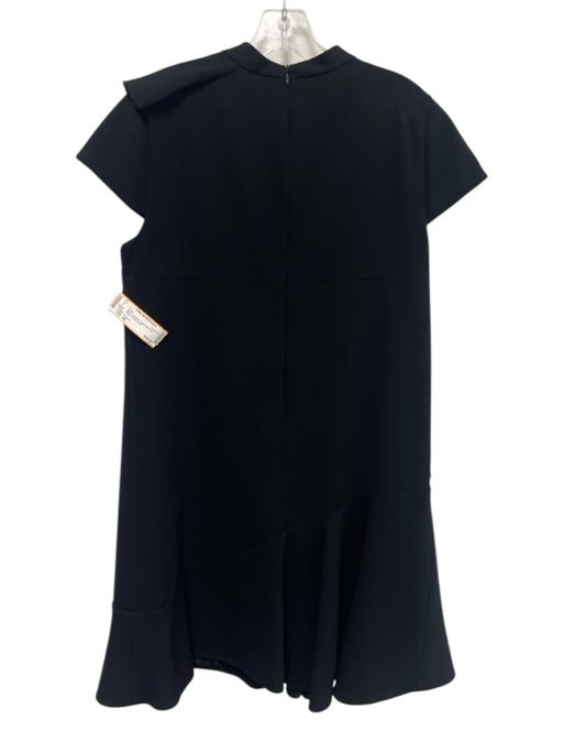 Paule Ka Size 44 Black Triacetate Ruffle Detail Cap Sleeve Dress Black / 44