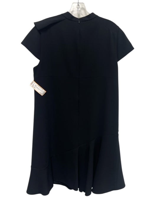 Paule Ka Size 44 Black Triacetate Ruffle Detail Cap Sleeve Dress Black / 44