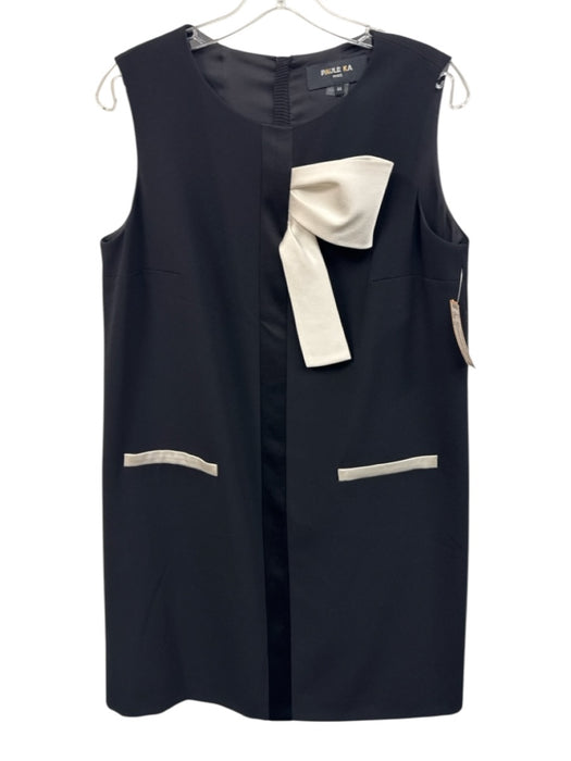 Paule Ka Size 44 Black & White Triacetate Back Zip Bow Detail Sleeveless Dress Black & White / 44