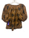 The Great Size 1 Brown, Black & White Cotton Bandana Print 1/2 Puff Sleeve Top Brown, Black & White / 1