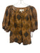 The Great Size 1 Brown, Black & White Cotton Bandana Print 1/2 Puff Sleeve Top Brown, Black & White / 1