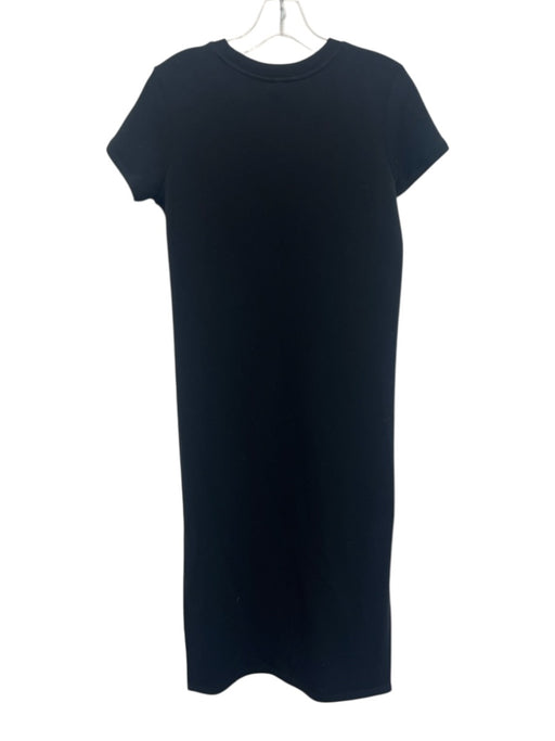 Spanx Size S Black Missing Fabric Tag Short Sleeve Side Slits Midi Dress Black / S