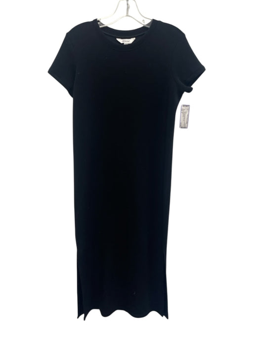 Spanx Size S Black Missing Fabric Tag Short Sleeve Side Slits Midi Dress Black / S