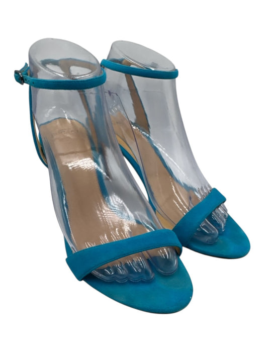 Alexandre Birman Shoe Size 38.5 Blue Leather Upper Suede Ankle Buckle Sandals Blue / 38.5