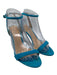 Alexandre Birman Shoe Size 38.5 Blue Leather Upper Suede Ankle Buckle Sandals Blue / 38.5