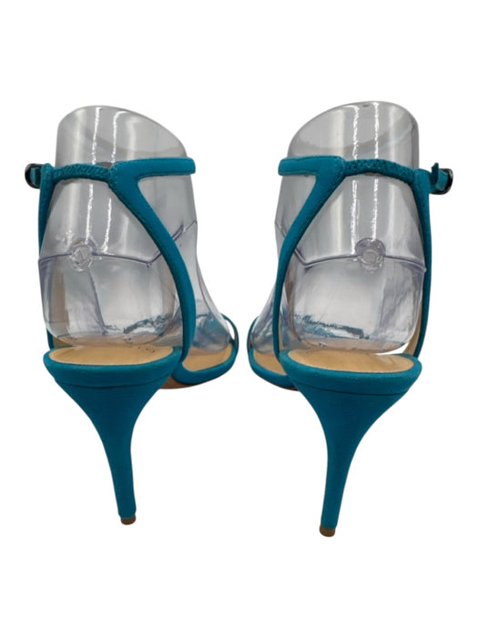 Alexandre Birman Shoe Size 38.5 Blue Leather Upper Suede Ankle Buckle Sandals Blue / 38.5