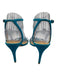 Alexandre Birman Shoe Size 38.5 Blue Leather Upper Suede Ankle Buckle Sandals Blue / 38.5