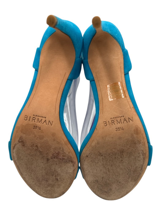 Alexandre Birman Shoe Size 38.5 Blue Leather Upper Suede Ankle Buckle Sandals Blue / 38.5