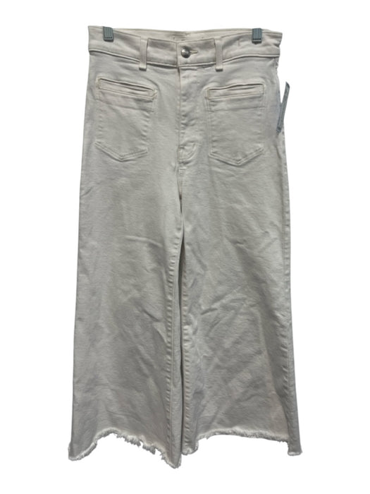 Madewell Size 27 White Cotton Blend Raw Edge slit pockets Crop Flare Jeans White / 27