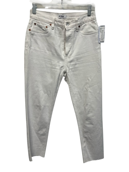 RE/DONE Size 27 White Cotton Blend Raw Edge High Rise Button Fly Jeans White / 27