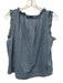 The Great Size 1 Blue Cotton Semi Sheer Button Down Lace Trim Sleeveless Top Blue / 1