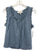 The Great Size 1 Blue Cotton Semi Sheer Button Down Lace Trim Sleeveless Top Blue / 1